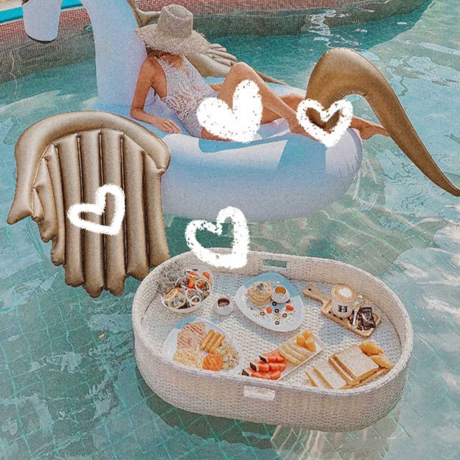 Swimming pool floating bar, Floating Serving Tray Table & Bar - Swimming Pool Floats(White)