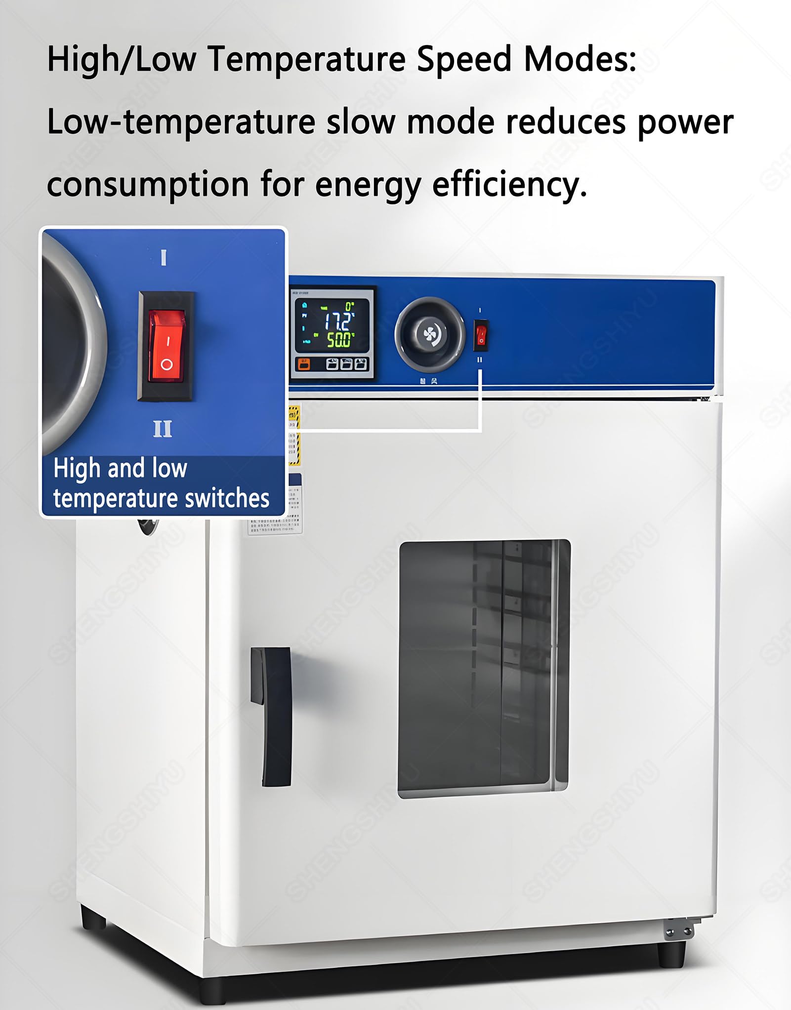 Forno di Essiccazione sotto Vuoto da Laboratorio,Forno a Soffiaggio a Temperatura Costante per Laboratorio/Industria,Precisione 0.1℃,Interruttore Alta/Bassa Temperatura 16L