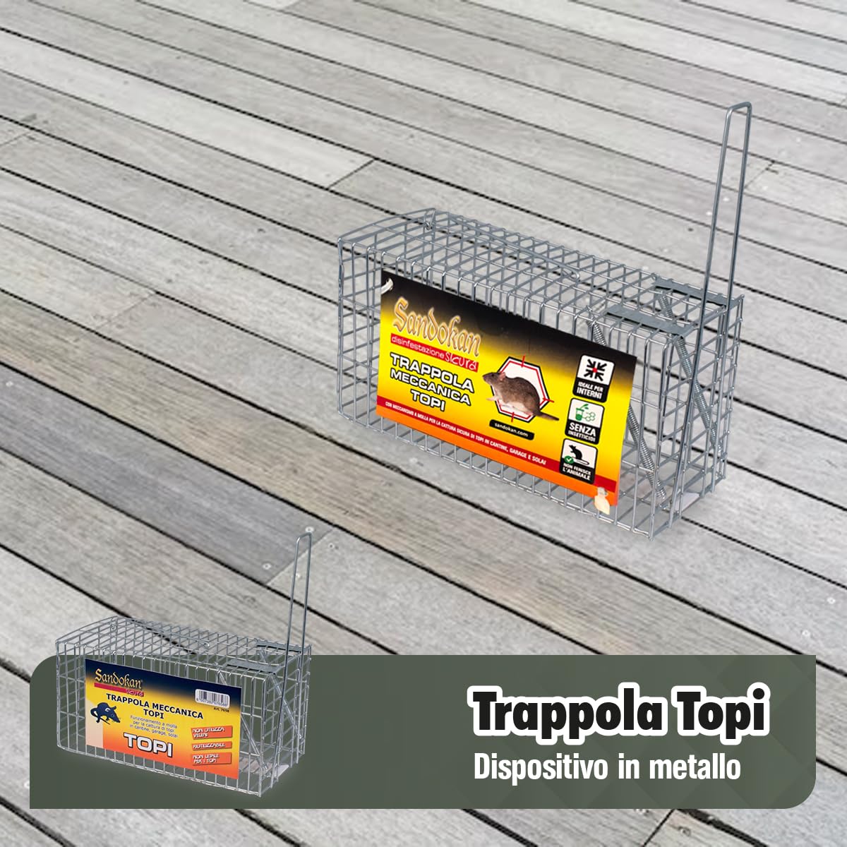 Metalowa pułapka na myszy i szczury nie rani zwierzęcia, nadaje się zarówno do użytku w pomieszczeniach zamkniętych jak i na zewnątrz