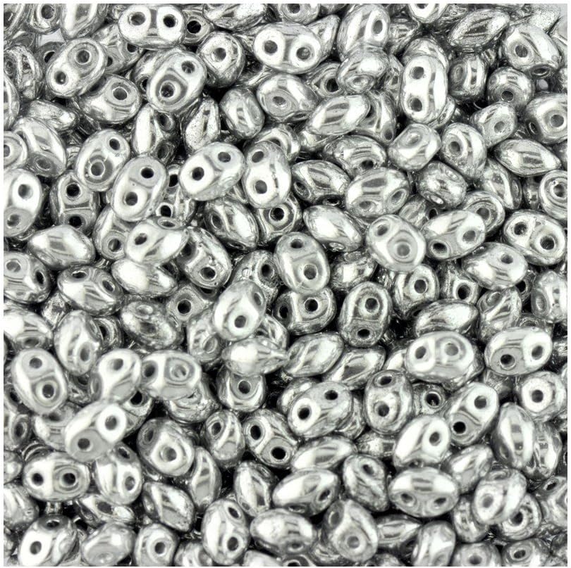 Superduo Beads Galvanised Silver Qty 10 Grams
