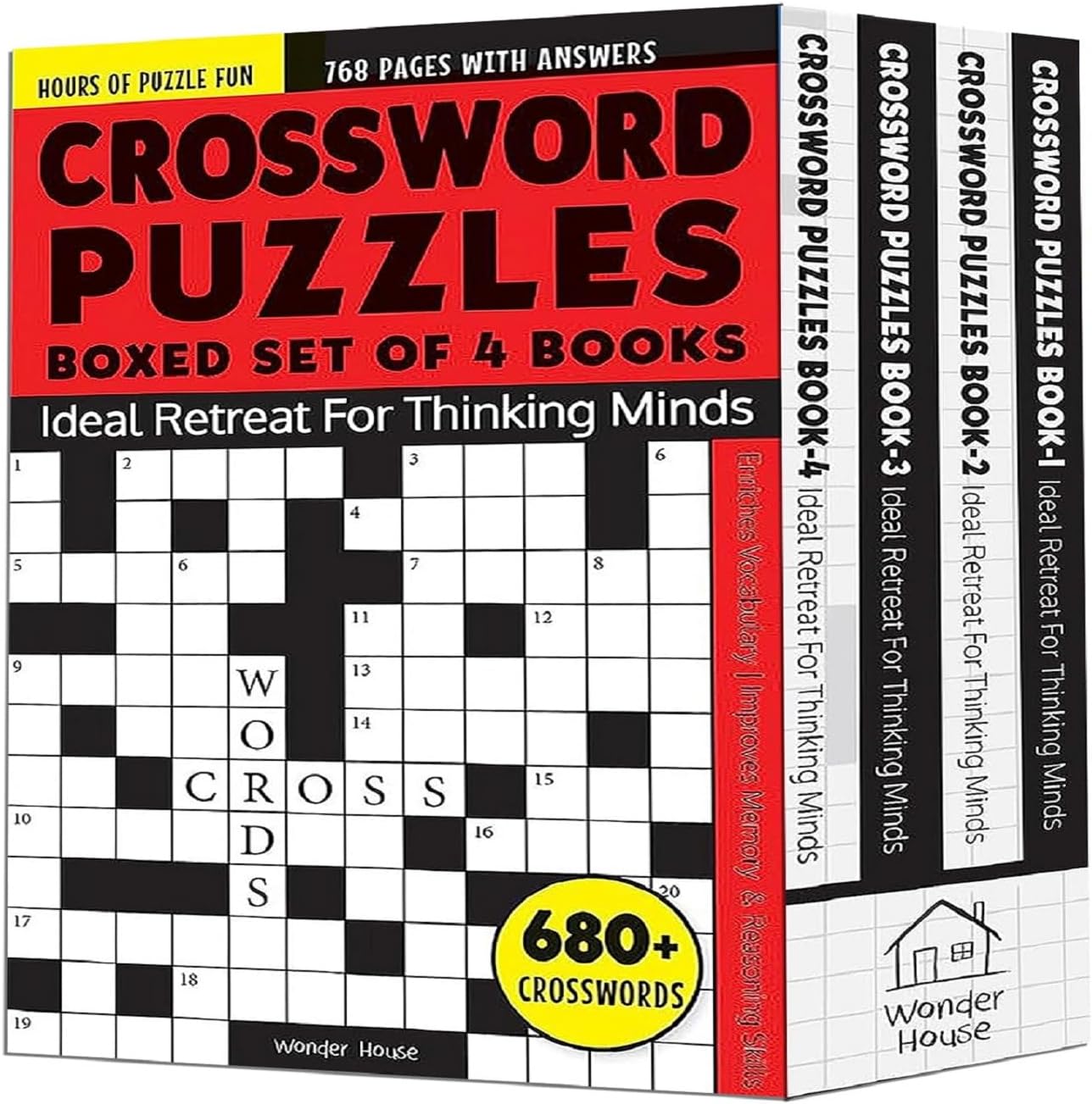 Crossword Puzzles Boxed Set (Set of 4 Books): Fun Word Games to Boost Vocabulary & Spelling | Ages 7–12 | 200+ Brain-Teasing Puzzles for Kids