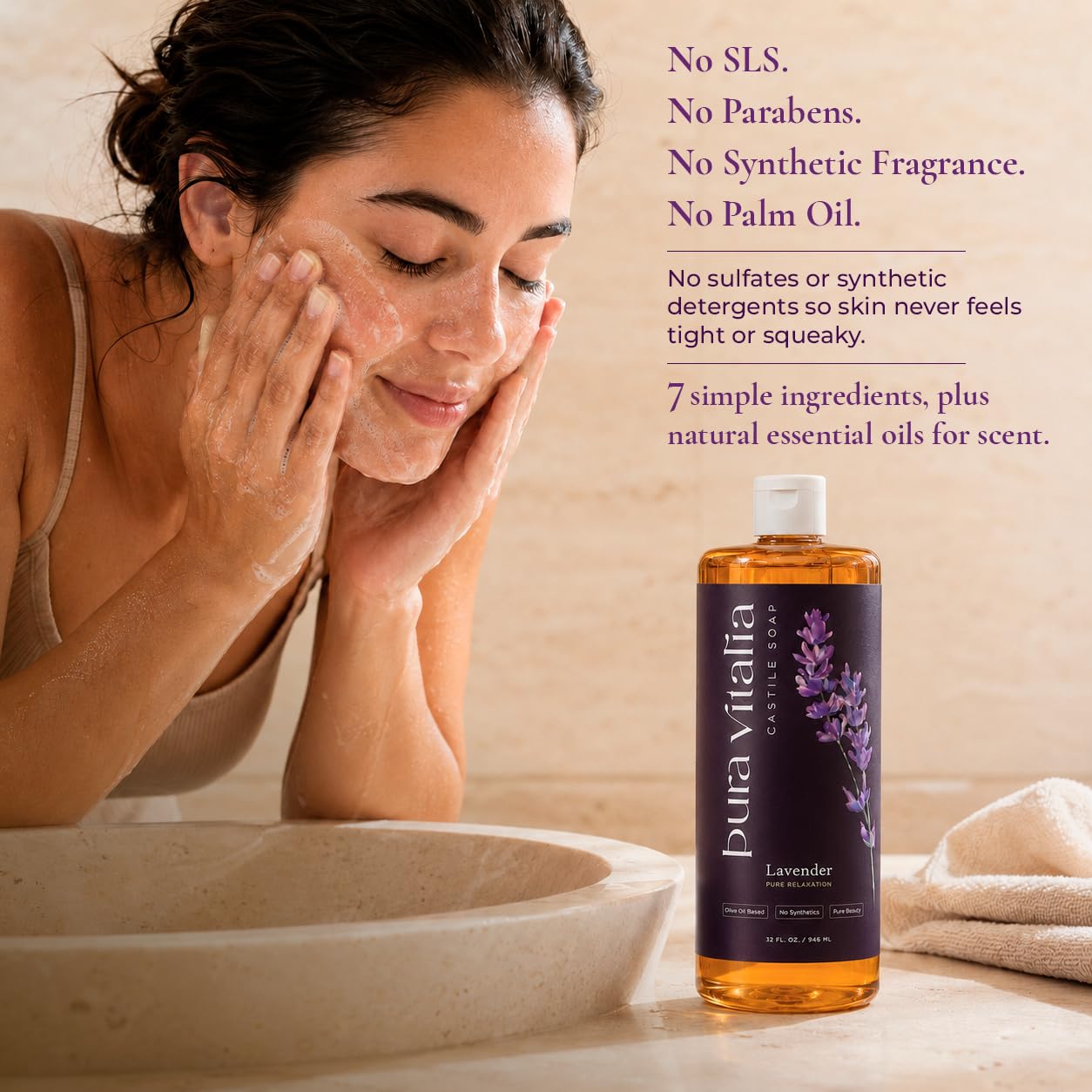 Amazon.com : Pura Vitalia Lavender Organic Castile Soap Body Wash