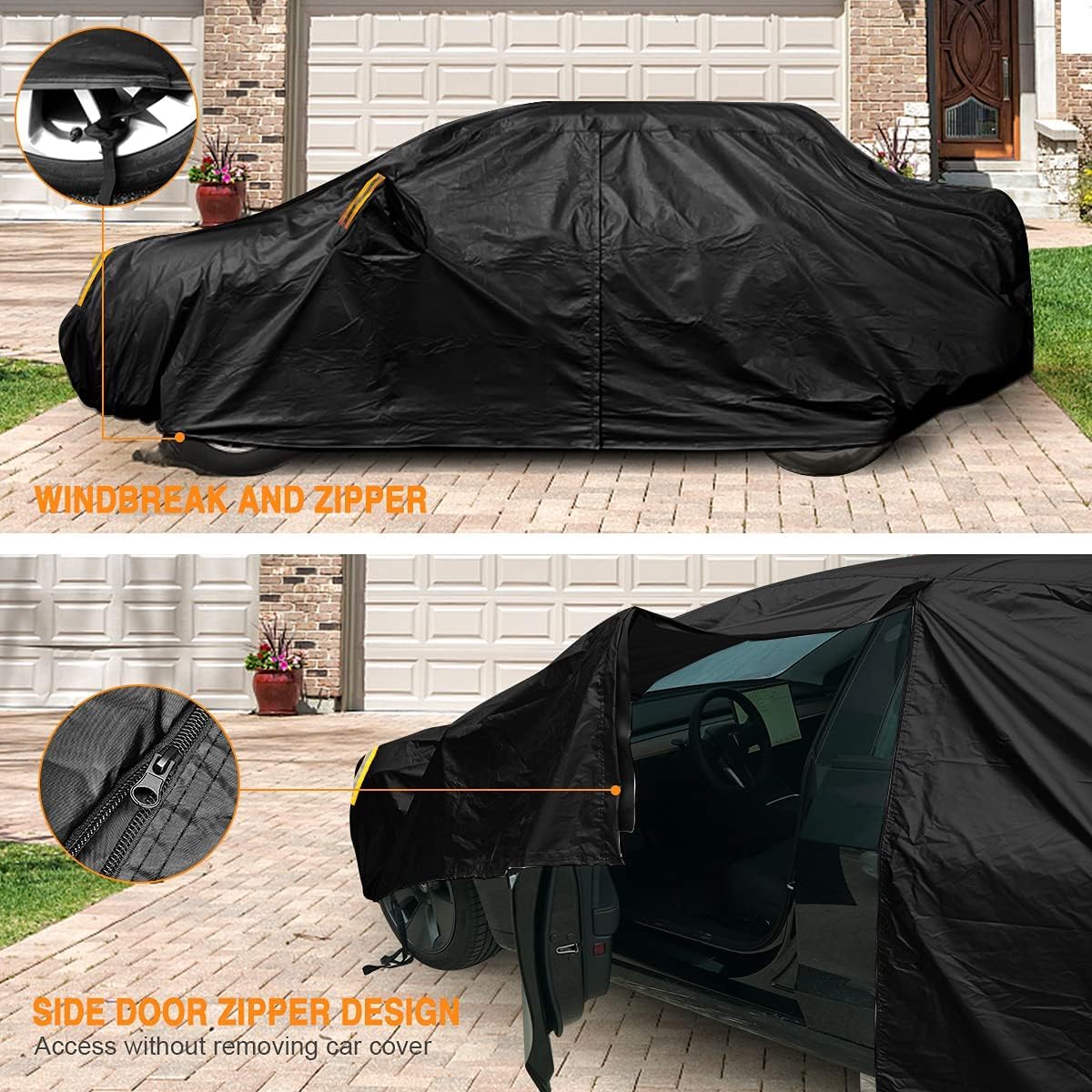 NEVERLAND Sedan Car Cover Waterproof Heavy Duty All Weather Protection Snow Anti-UV Windproof Outdoor Full Car Cover Fit — view 6