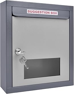 Plantex All in one Multipurpose use Box- Letter Box/Post Box for Gate Home and Office/Suggestion Box for Office use/Complaint/Donation Box with Lock Table Top or Wall Mount Pack of 1 - (Grey)