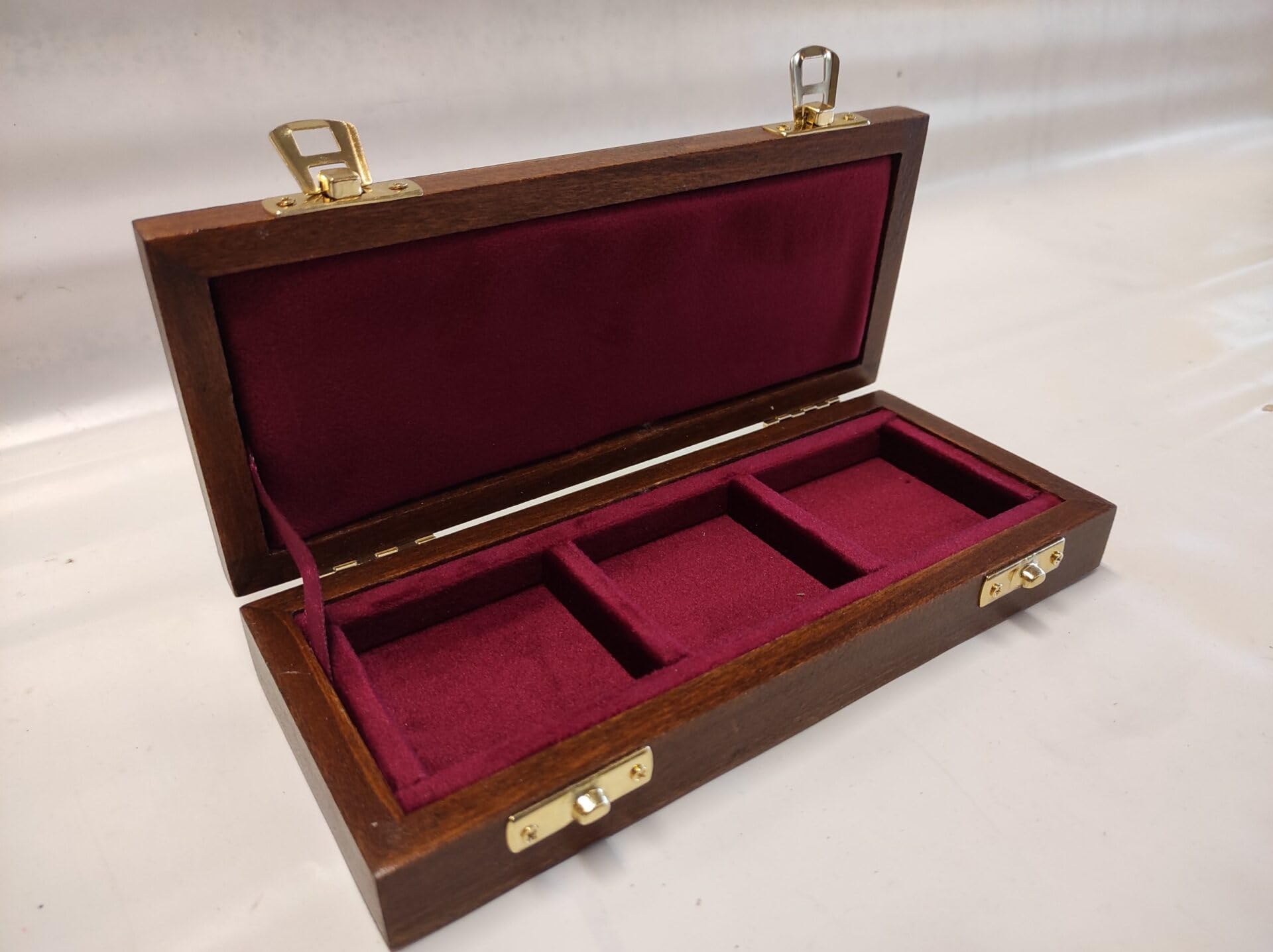 Caja para Monedas y medallas de Madera Hecha a Mano, 3 Compartimentos 50x50 mm, Interior de Terciopelo Personalizable, numismática
