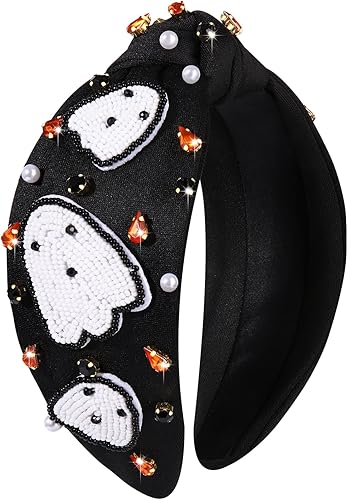 Miniatura 7 de mokkia Diadema de Halloween para mujer, accesorios de Halloween, accesorios góticos con cuentas, calabaza, caramelo, maíz, diadema anudada, regalo