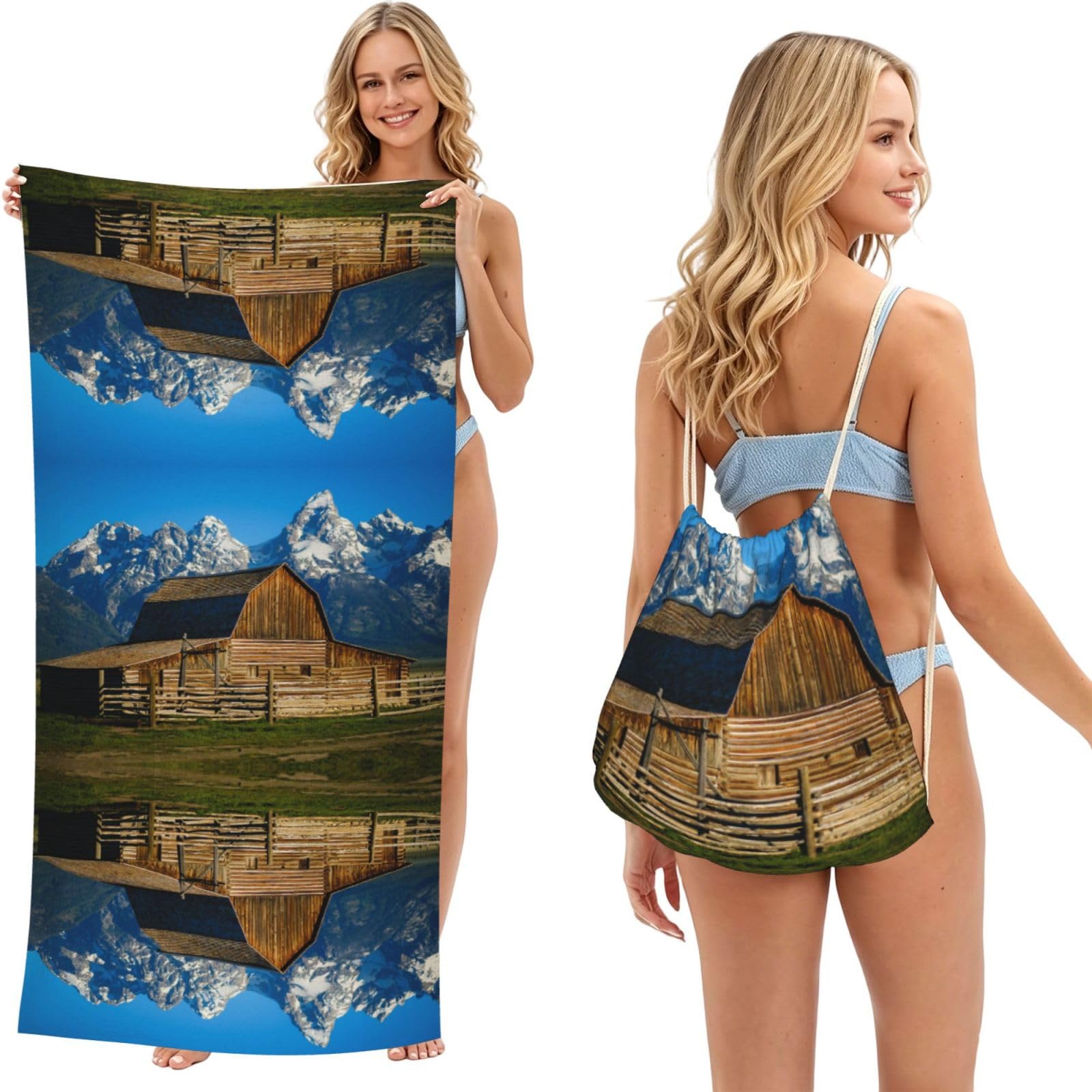 SATUSA Park Print 2-In-1 Foldable Beach Towel Backpack â€“ Camping, Yoga And Travel,Bath Towel With Built-In Storage, Convertible Beach Mat & Carry Bag