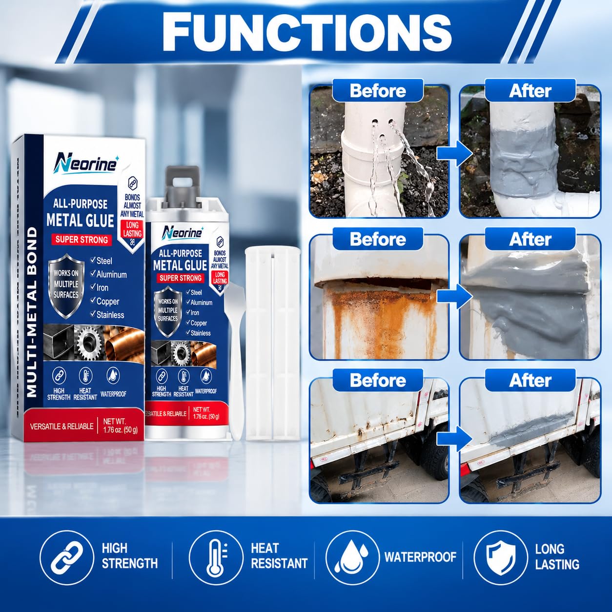 Metal Glue Heavy Duty Waterproof Epoxy Adhesive High-Strength Bonding