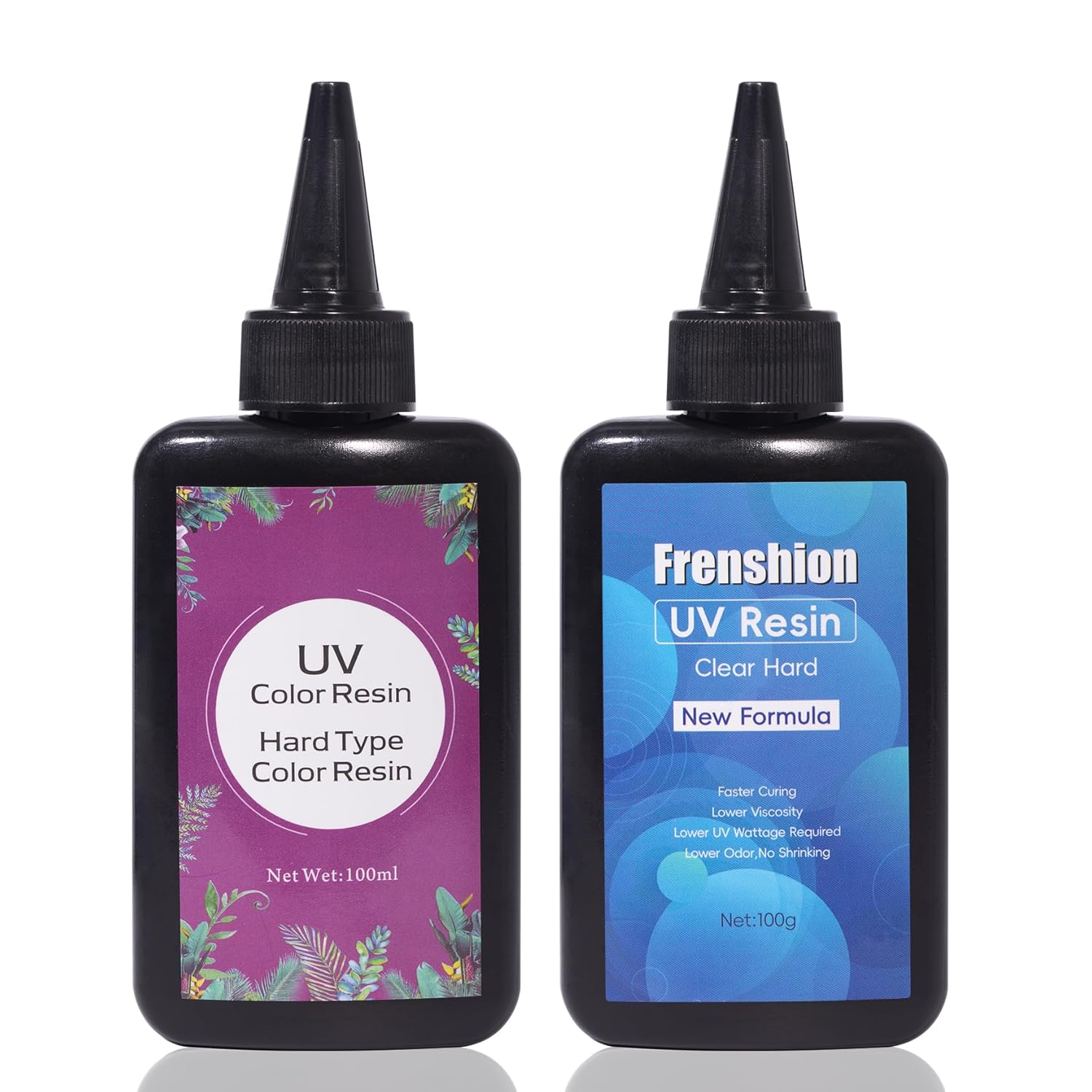 100G Black & Clear UV Resin, Hard Type Color Resin, UV Glue for Jewelry Making, Crafts, Casting, Woodworking & Home Decoration