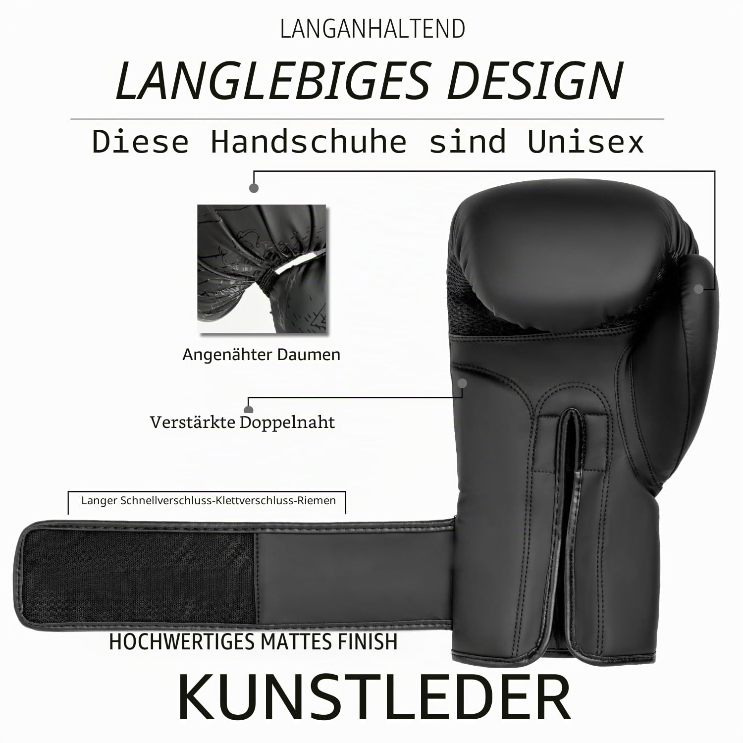 EVO Fitness Boxhandschuhe Mit Handbandagen Für Herren Und Damen, Mit Leder Pro Gel Für Muay Thai MMA Kickboxen Sparring Kampftraining Boxing Gloves Martial Arts Box Handschuhe Box Sack