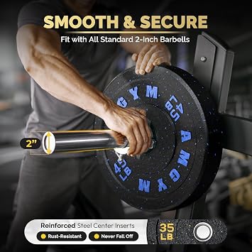 Rubber Barbell Plates, Color-Coded Bumper Plates for Home Gym & Strength Training, 2-Inch High Bounce Weight Plates Sets