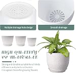 10/9/8 pouces Pots de plantes, 3 Pack Pots de fleurs en plastique Pots modernes de fleurs avec trous de drainage et des plateaux sont pour les plantes intérieures et extérieures, Herbes et fleurs,Speckles blancs (blanc)