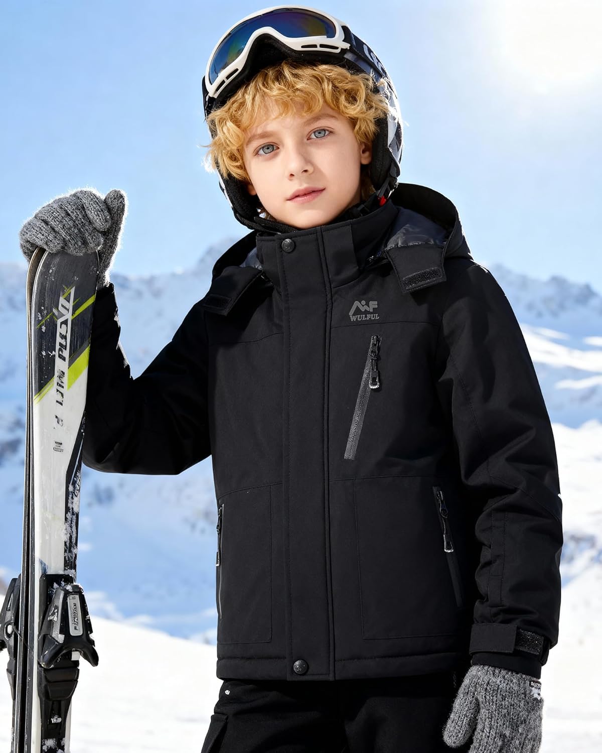 WULFUL Boy's Winter Waterproof Ski Coat Kids Windproof Snow Jacket with Detachable Hood - Image 2