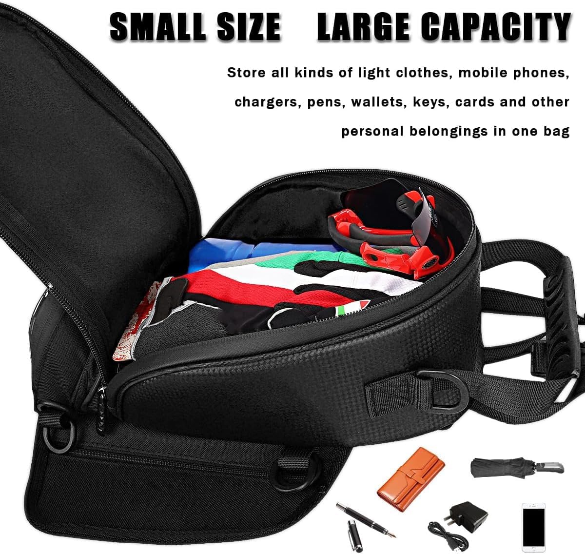 Sacoche de Réservoir Moto pour Kawasaki Eliminator 450, Étanche Magnétique Sac Bagage Sacoche Fenêtre Écran Tactile