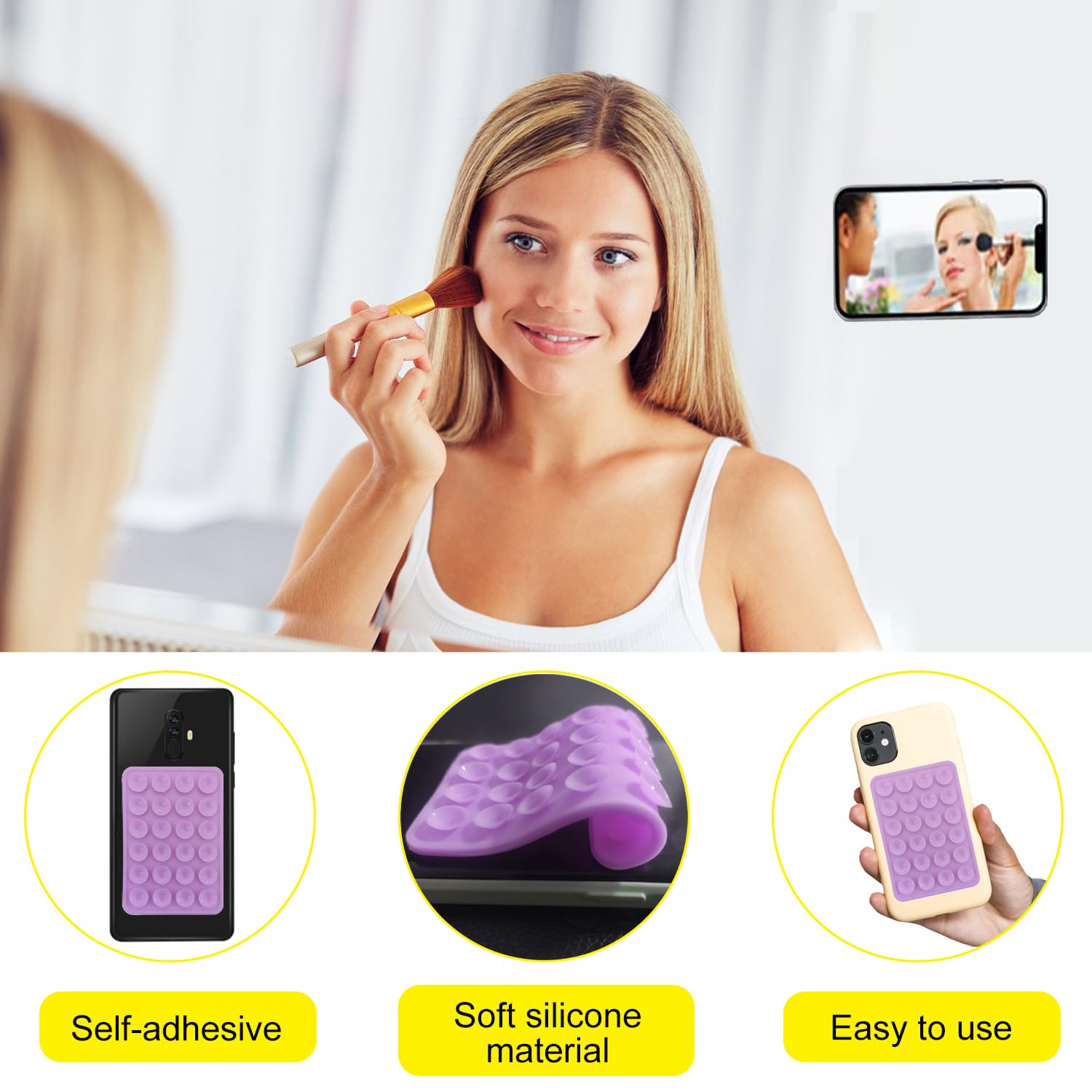 4 Ventose Per Telefono - Bifacciali, Antiscivolo, Per Selfie E Video, Compatibili Con Tutti I Modelli