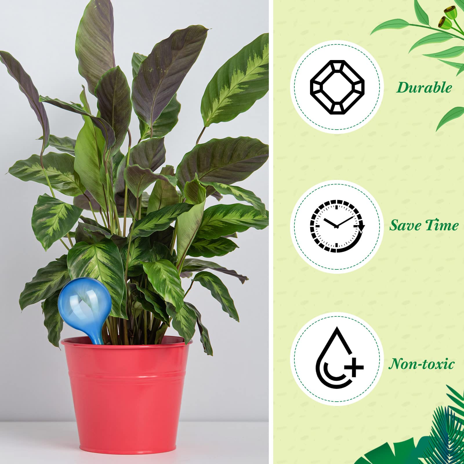 36 Globi per irrigazione per piante, in plastica, con autoirrigazione, dispositivi automatici per l'irrigazione delle piante, inserto per piante piccole, per giardino, interni ed esterni, colore: blu