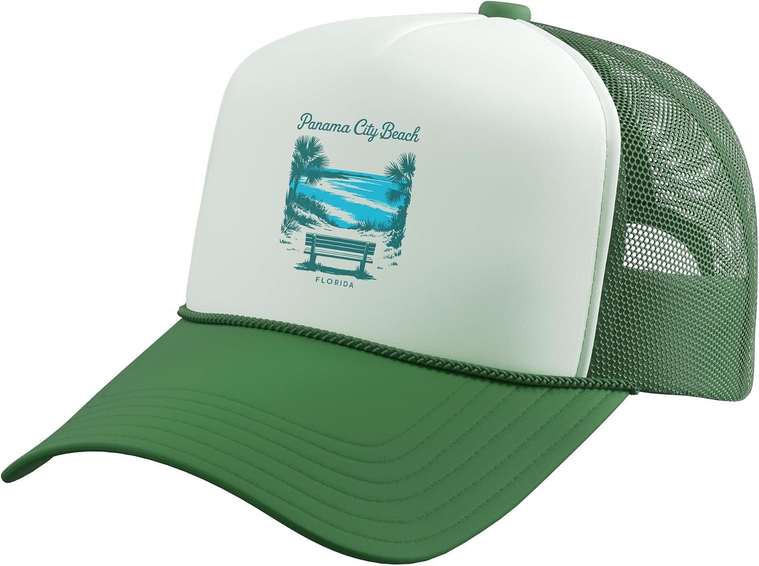 Panama City Beach Florida Vintage Travel Scenic View Trucker Hat with Adjustable Mesh Back