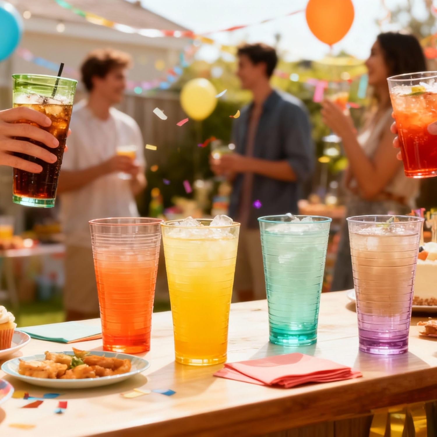 8-Piece Ombre Tumbler Set, 20oz Plastic Drinking Glasses, Assorted Colors, Shatterproof BPA-Free Drinkware, Large Stackable Cups for Patio, Pool, Gift, Everyday Use, Top-Rack Dishwasher Safe - Image 10