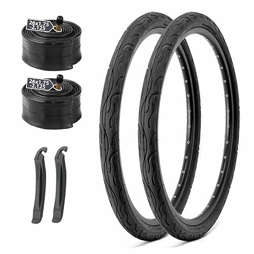 MOHEGIA Cruiser Bike Replacement Tire : 26x2.125 inch (57-559mm) Puncture-Resistant Folding Bicycle Tire for Hybrid Road or Urban City Commuter Cycling - 26x2.125/ 2 Tires 2 Tubes