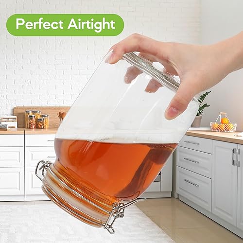 Miniatura 4 de EkkoVla Tarros de vidrio de 50 onzas con tapas herméticas, juego de 3 recipientes grandes de almacenamiento de alimentos, recipientes cuadrados de