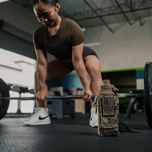 Miniatura 7 de Iron Infidel Battle Bottle - Botella de agua aislada de 32 onzas con tapa de popote y tapa para beber, frasco táctico de metal de acero inoxidable