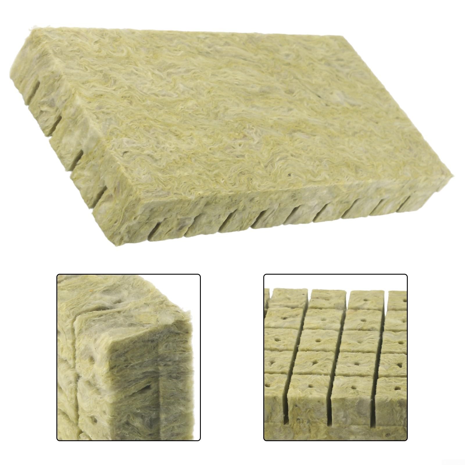 Cubos de lana de roca, cubo de cultivo sin suelo medio para cultivo, para esquejes, clonación, propagación, crecimiento vigoroso (100 piezas)
