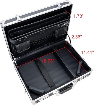 حقيبة قفل Vaultz - 18 × 14.25 × 5 بوصة قفل صلب حافظة مع حزام - حقائب للرجال والنساء - أسود