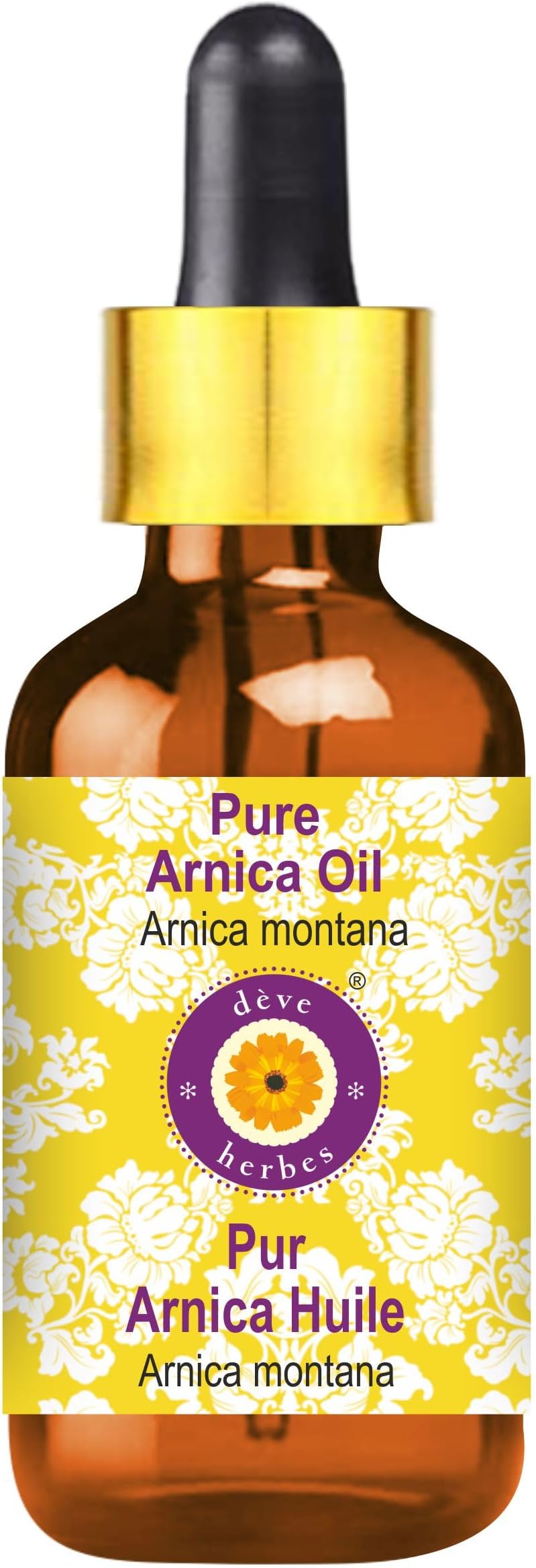 Deve Herbes Arnica Oil (Arnica Montana) with Glass Dropper Infused Pure Non-Sticky Lightweight for Massage Preparations Natural Ayurvedic for Men & Women All Skin Types 15ml