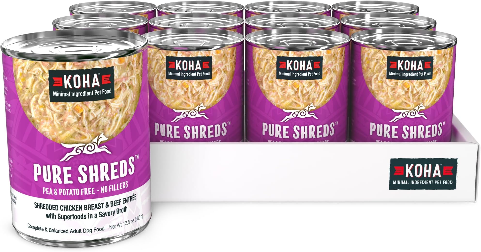 Koha, Pure Shreds Shredded Chicken Breast & Beef Entree Canned Dog Food