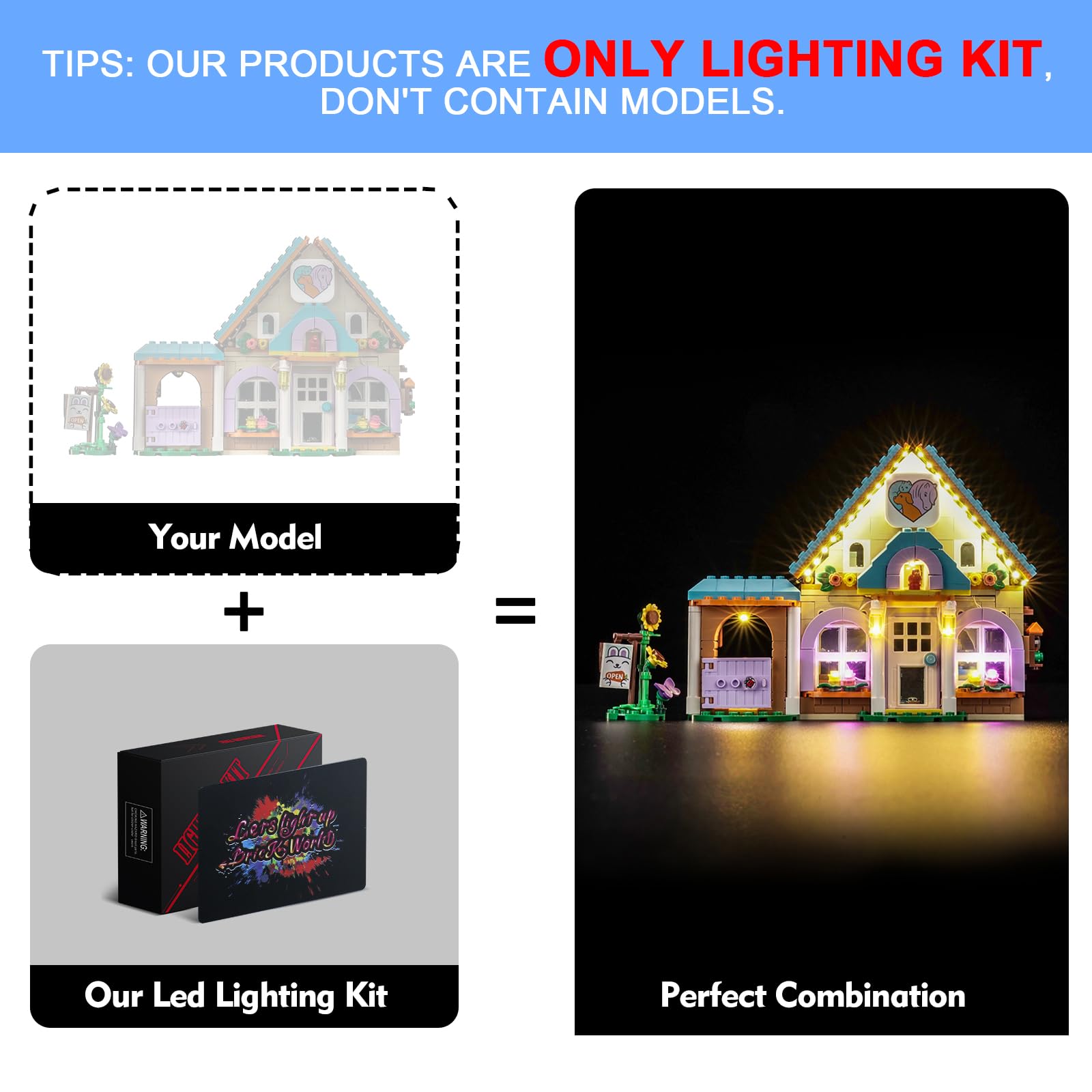 LocoLee Led Light Set Compatible with Lego 42651 Horse and Pet Vet Clinic Led Decoration Lighting Kit Compatible with Lego 42651 Building Blocks Model,Only Lights Set,No Model - Image 3