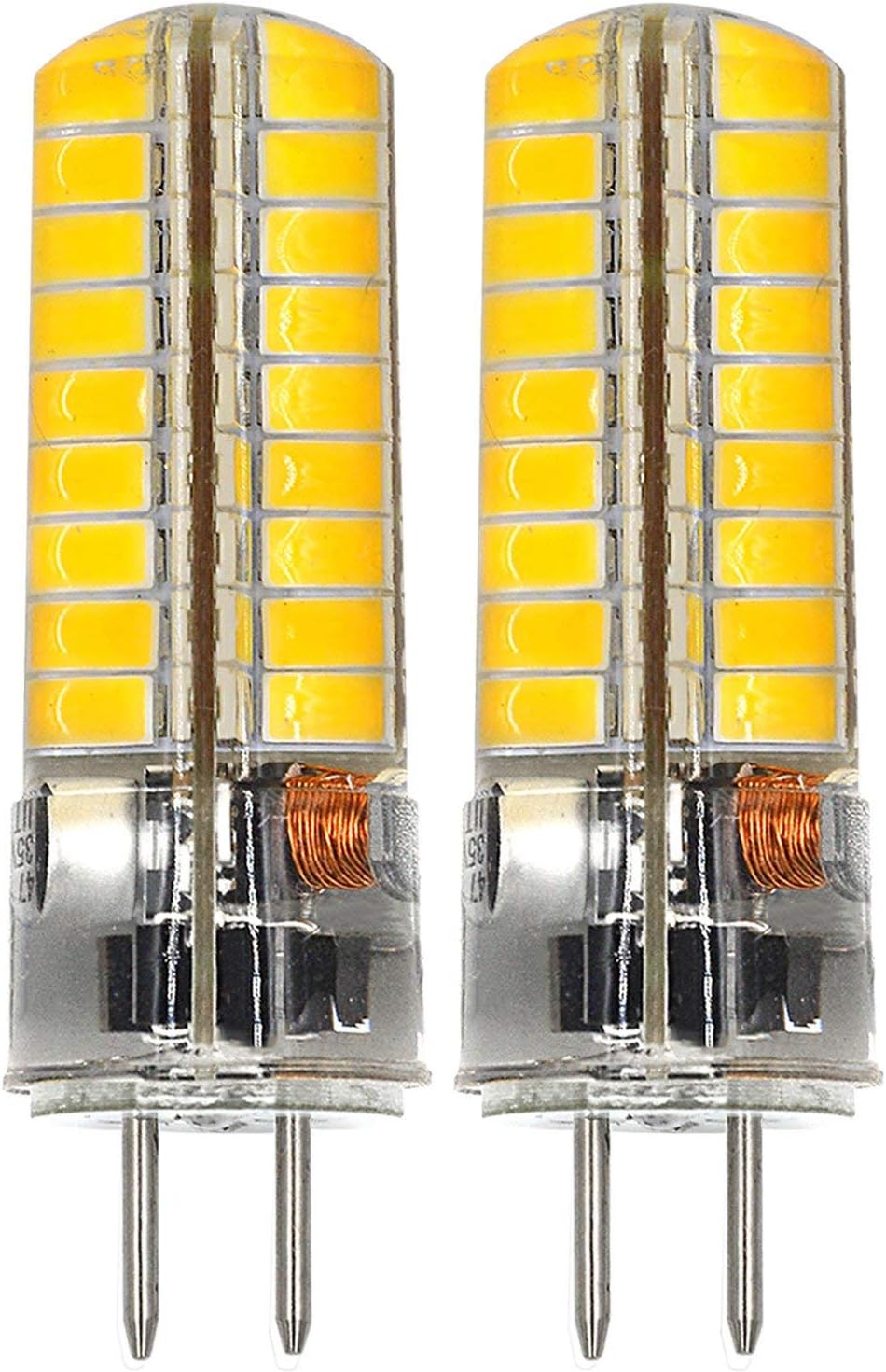 MENGS Pack of 2 GY6.35 6 W LED Light Bulbs 72 x 5730 SMD Cool White 6500 K AC/DC 12 V with Silicone Coating [Energy Class A]