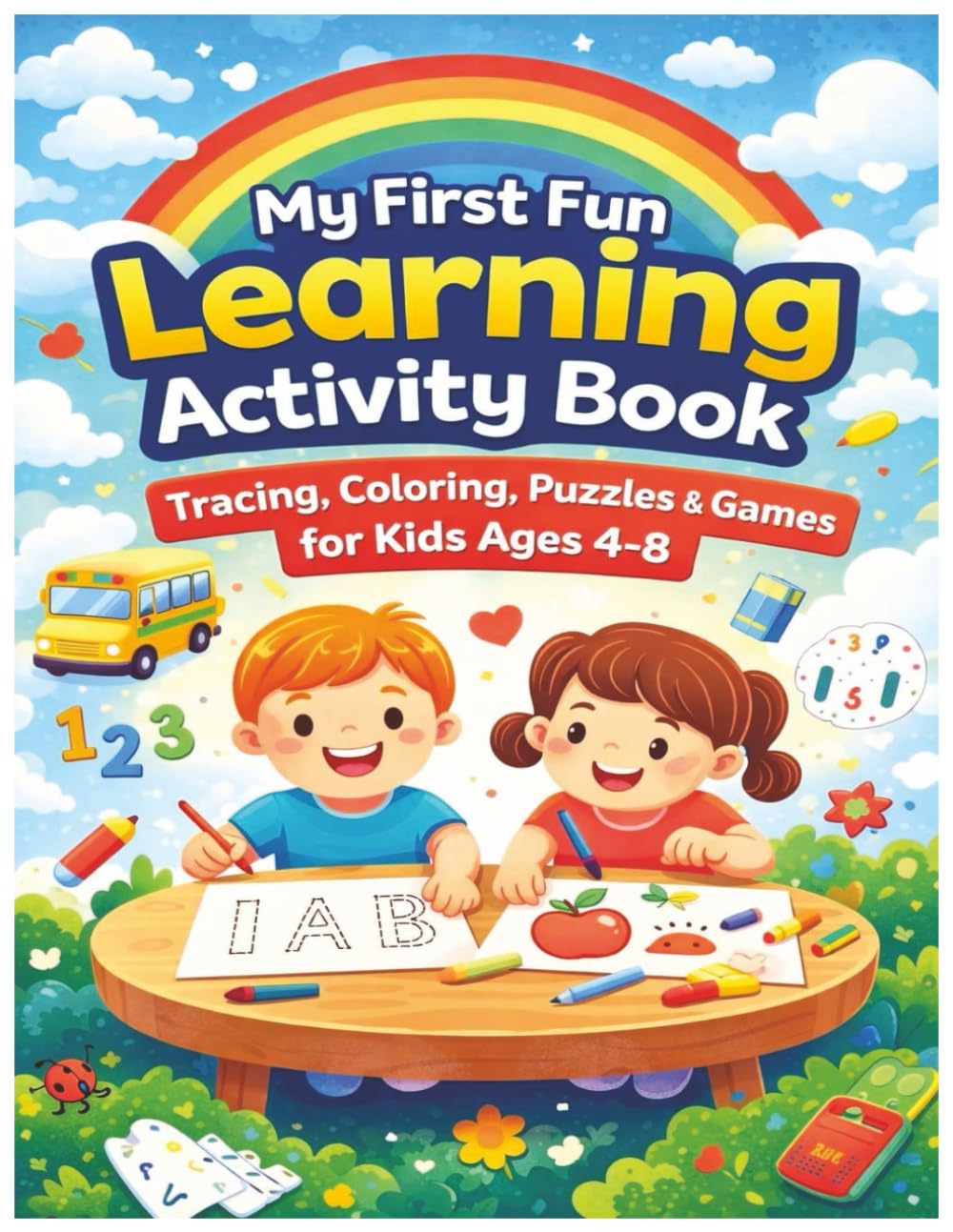 Activity Book Kids: Fun Learning Workbook with Tracing, Counting, Mazes, Spot the Difference, Color by Number & Connect the Dots: Kids Activity Book ... Learning, Numbers, ABC Tracing & Fun Games