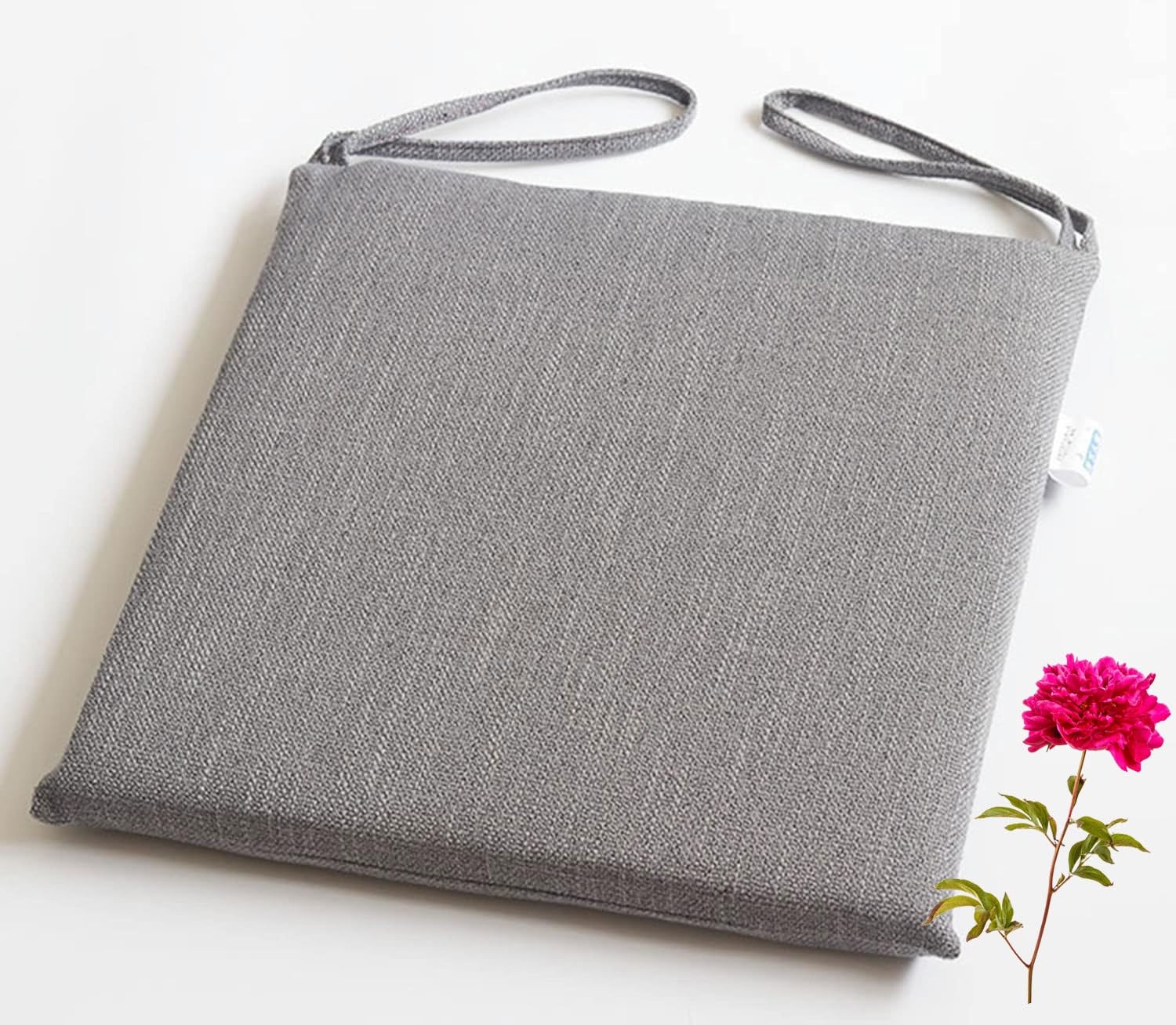 Coussins de chaise carrés 45x45 cm lavables en coton et lin avec attaches pour cuisine et salle à manger