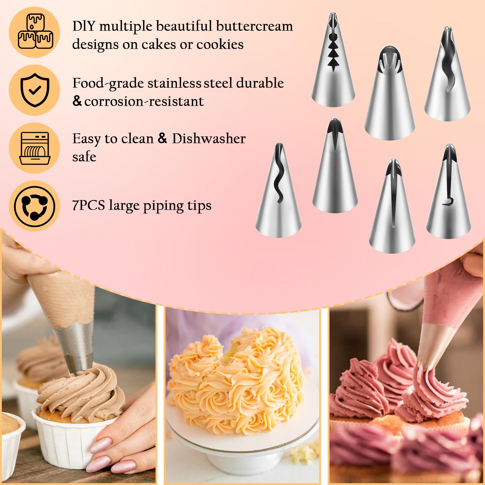 Wilton Piping Tips Thinp 7-Piece Stainless Steel Ruffle Piping