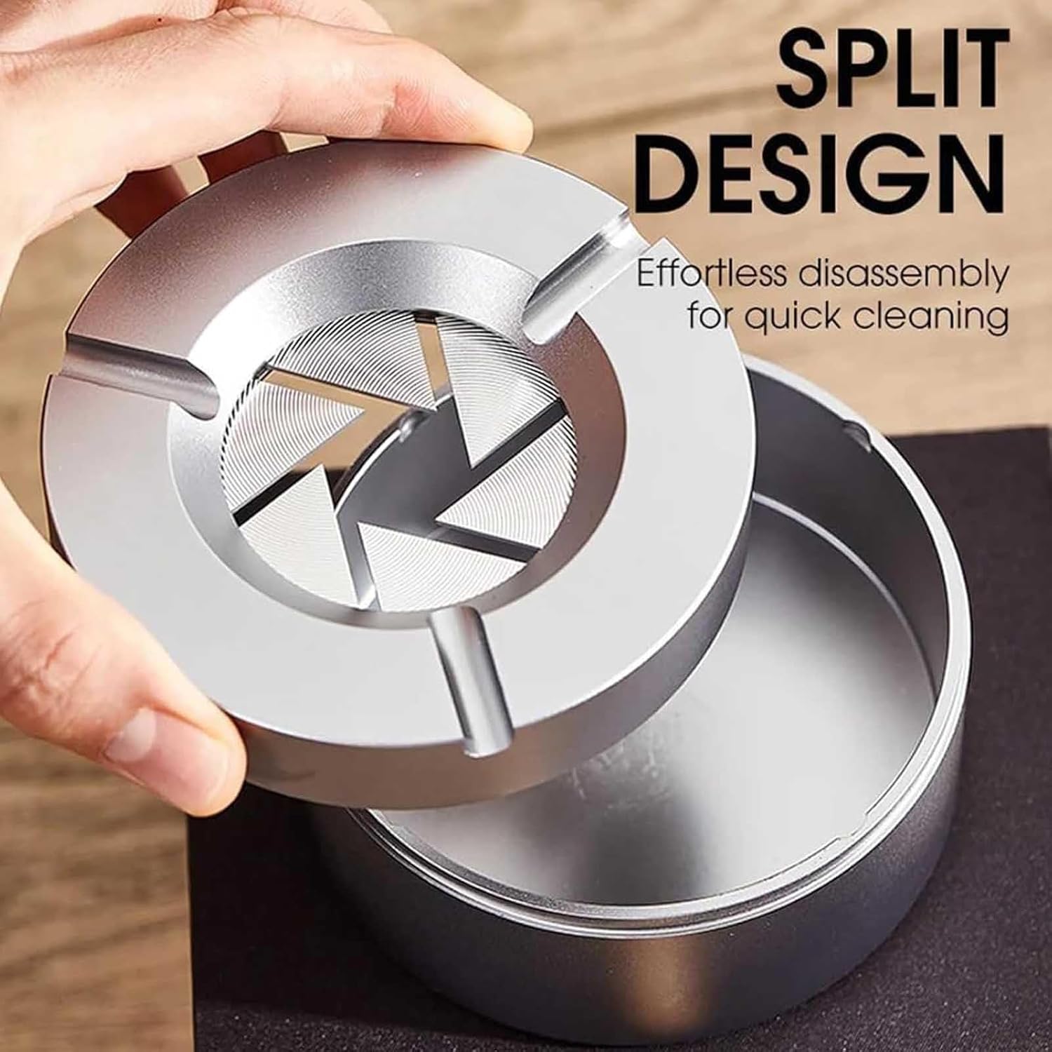 360° Stainless Steel Twist-Lock Ashtray, Windproof Ash Tray with Spin Lid - No Smell, Rotating Sealed Ashtray Transforms with Cigarette Holder for Car & Home,Improve Your Convenience (Car)