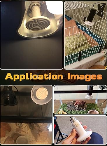 Miniatura 6 de WUHOSTAM - Lámparas térmicas de cerámica de 100 W (paquete de 2), lámpara emisora de calor con bombilla infrarroja blanca, para mascotas, corrales,