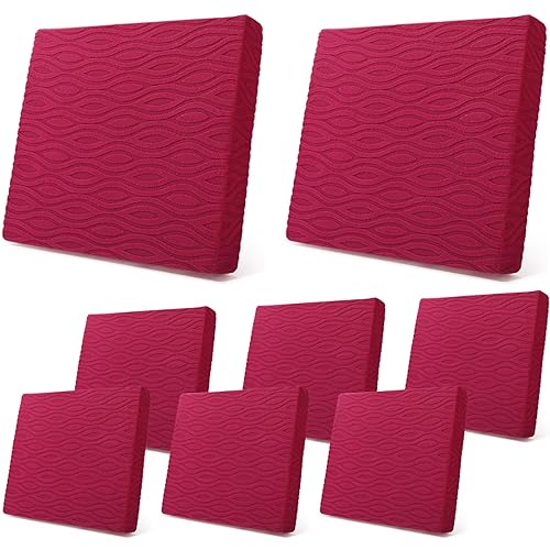 Newwiee 8Pcs Stretch Patio Cushion Covers Outdoor Cushion Covers for