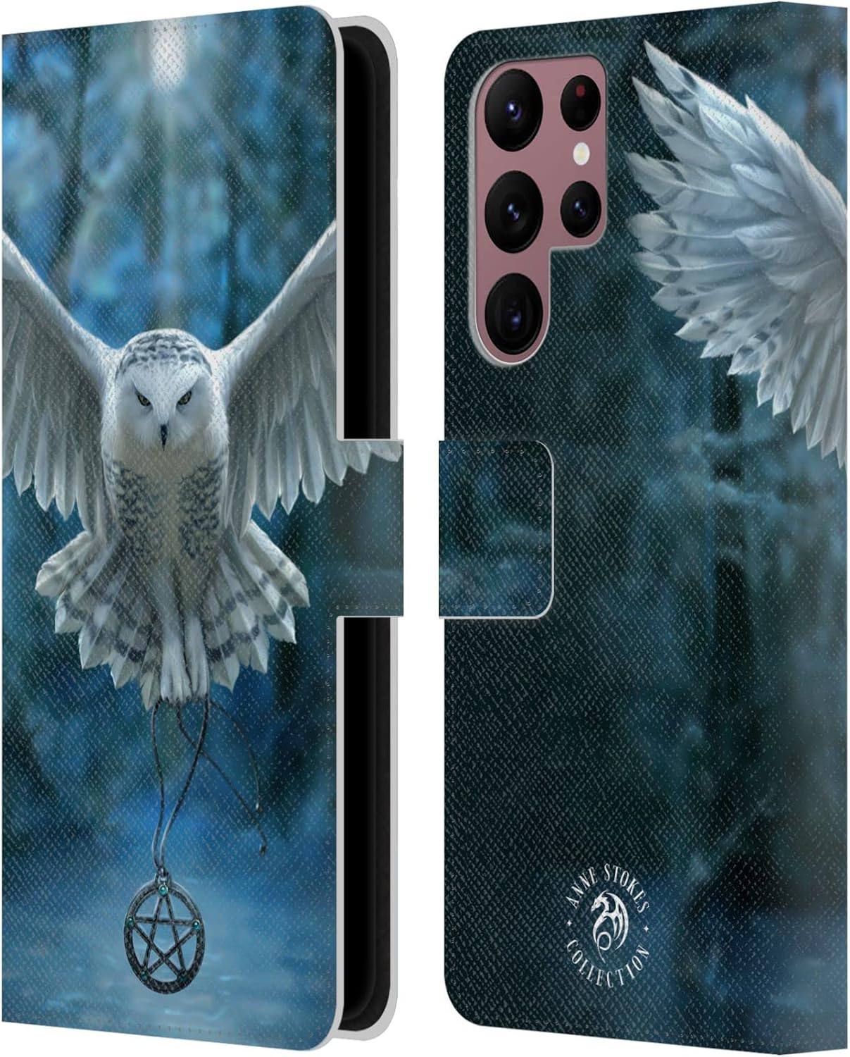 Head Case Designs Officially Licensed Anne Stokes Awake Your Magic Owls Leather Wallet Case Compatible with Samsung Galaxy S22 Ultra 5G