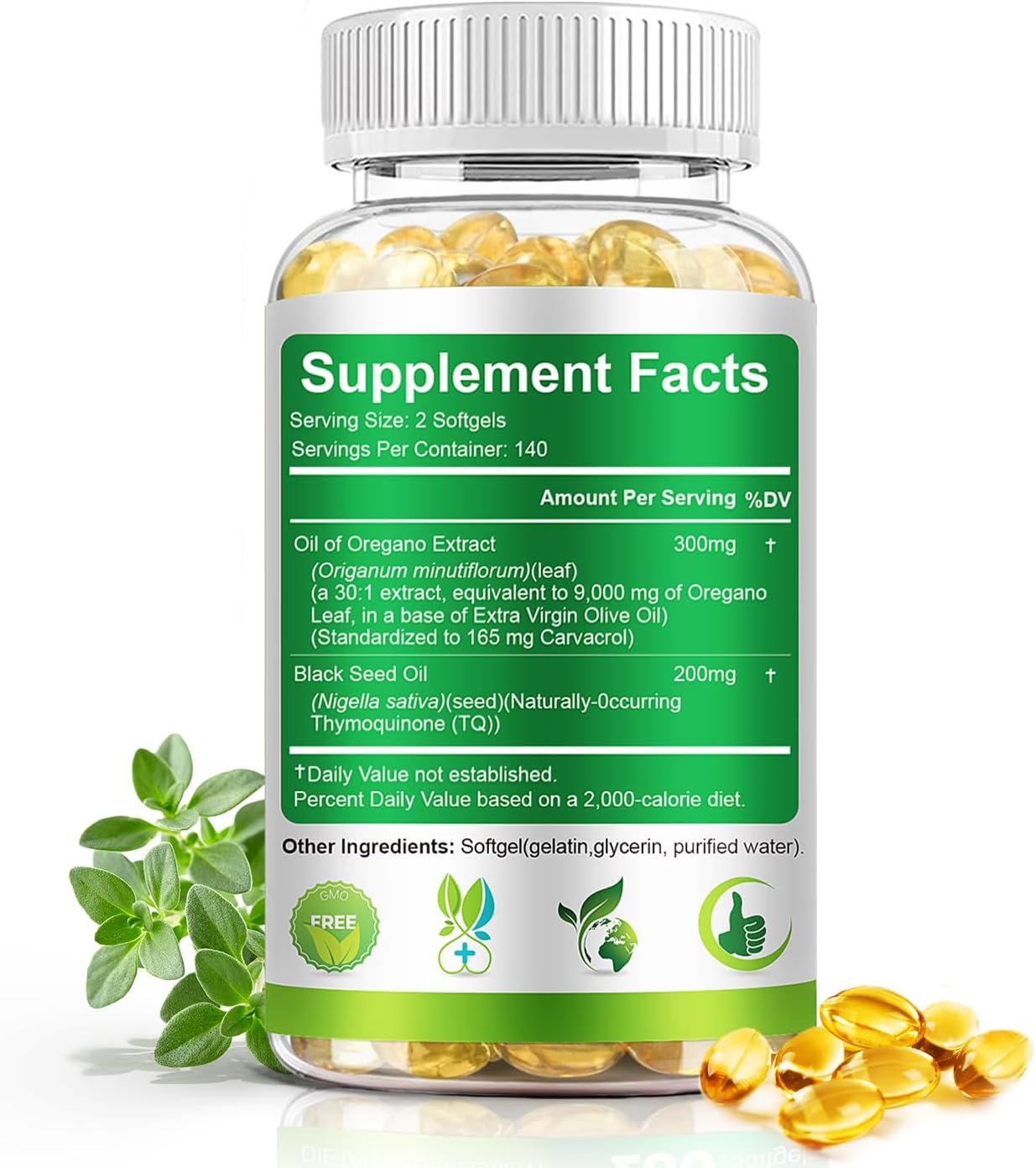 Oil of Oregano with Black Seed Oil, 90/280/560/840 Softgels, 9000mg Per Serving – 2-in-1 Oregano Supplement for Immune Health with High Carvacrol & Thymoquinone | Plant-Based, Non-GMO - Image 5