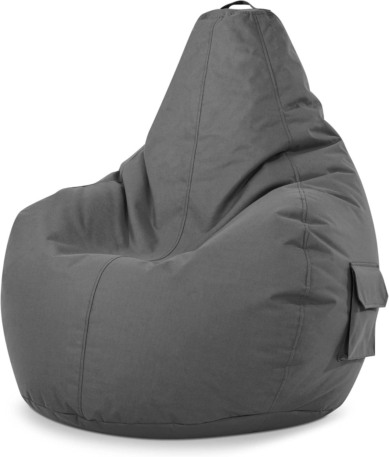 Green Bean © Cozy Puf, Sillón Gaming Beanbag 80x70x90 cm, 230 Liter EPS Beads Filling - para Interior y Exterior - Bolsa de Frijoles para niños y Adultos - Gris