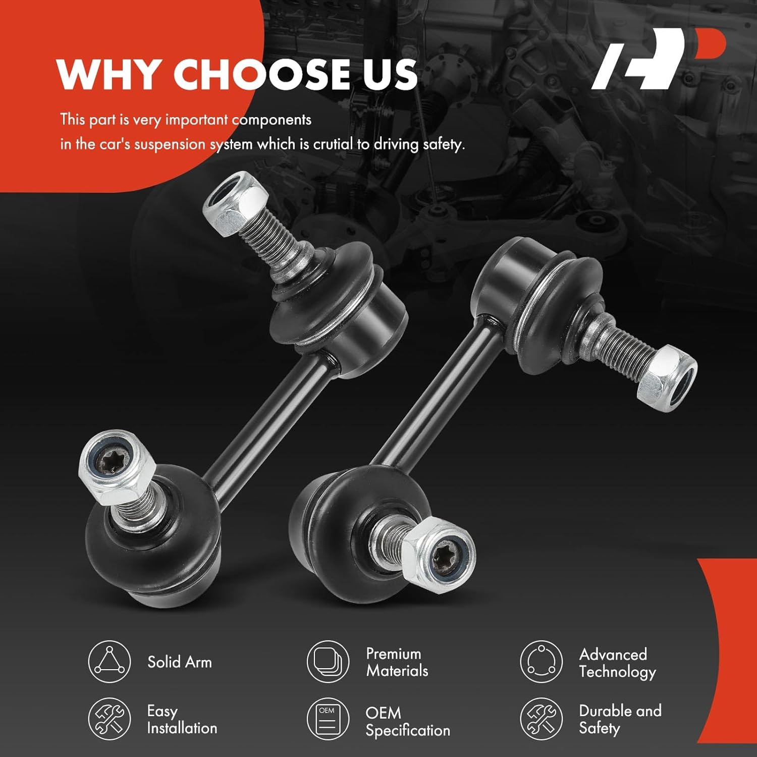 A-Premium 2 x Front Sway Bar Links Stabilizer Bar Links, Compatible with Kia Sorento 2007 2008 2009