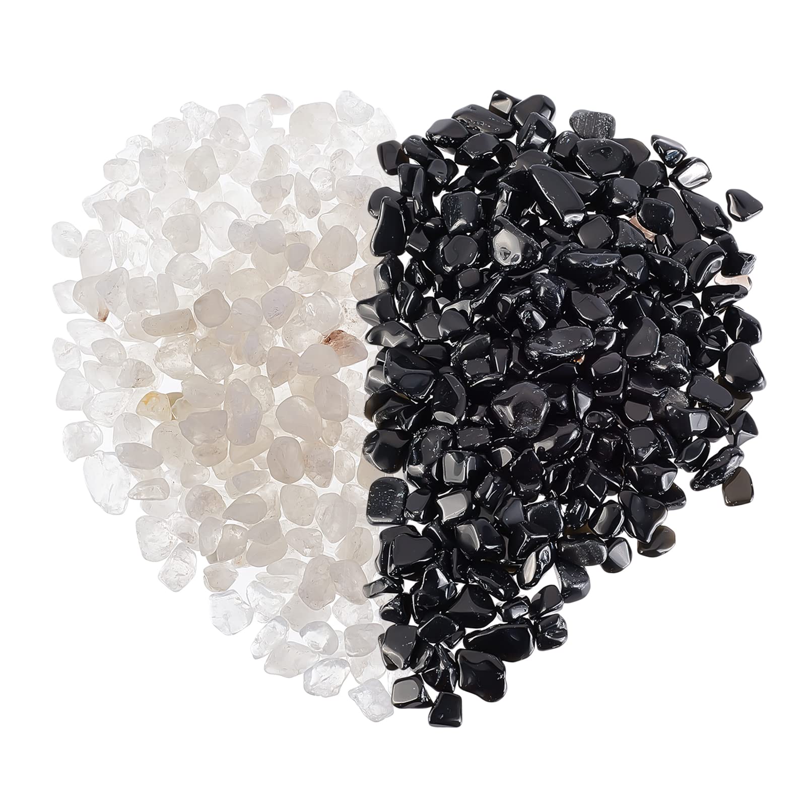 Cristal Quartz Blanc et Obsidienne Noire 6-12mm CHGCRAFT pour Création
