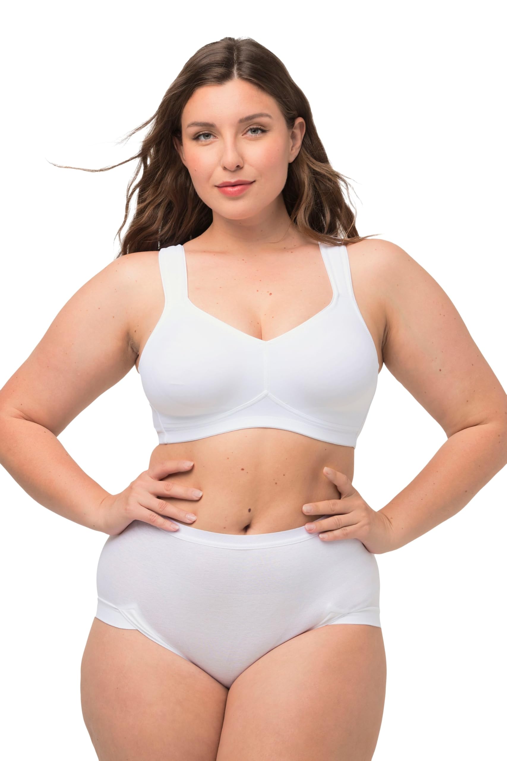 Ulla Popken Damen große Größen Übergrößen Plus Size Mikrofaser-BH, 2er-Pack, ohne Bügel, vorgeformte Cups 793032