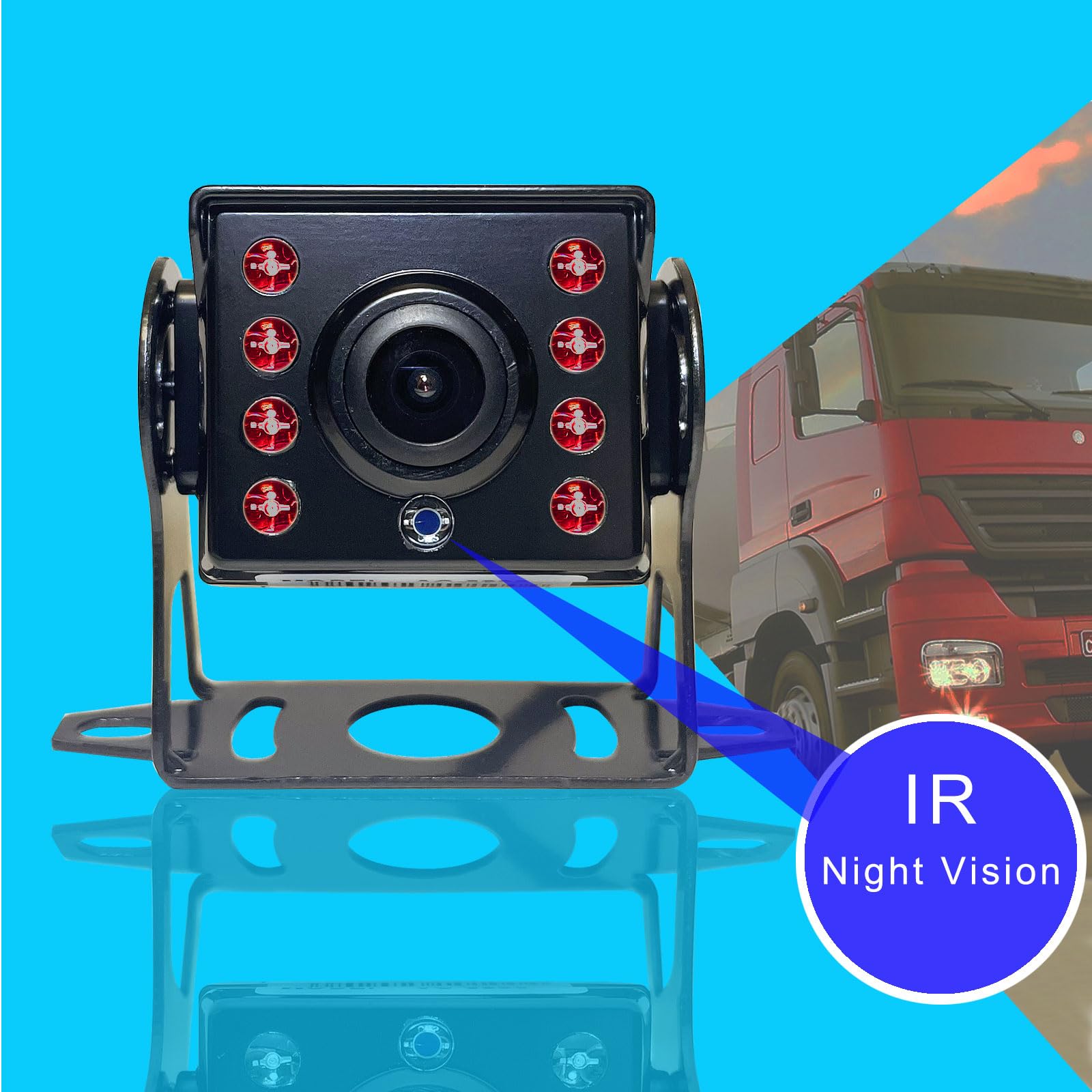 Telecamera posteriore a 4 pin da 7 pollici, impermeabile, visione notturna, sistema di parcheggio HD, per camion, roulotte, mietitrice per camper, retromarcia da 12 V-24 V