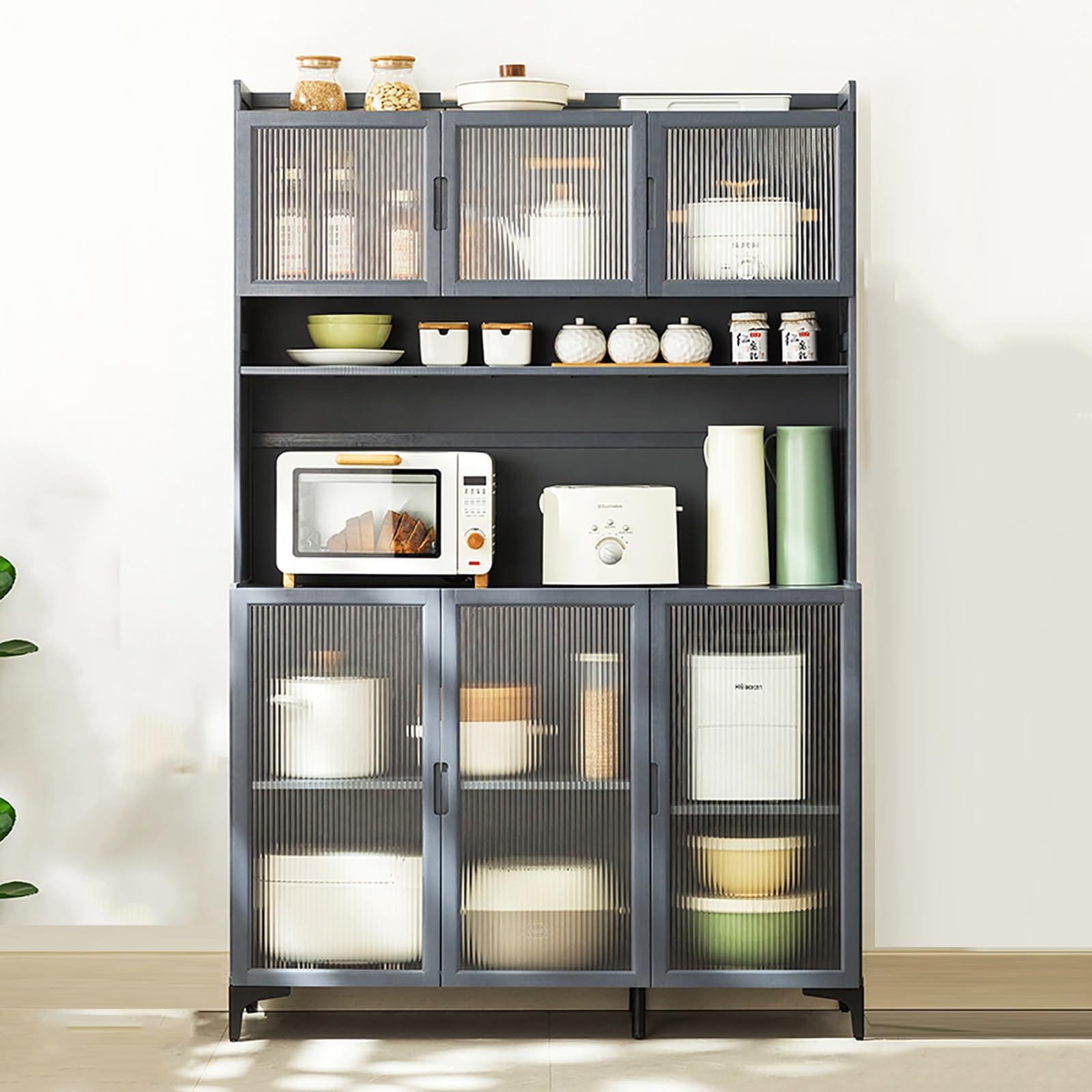 5 Tiers Storage Cabinet for Kitchen,Kitchen Bakers Rack, Microwave Cart with Storage,Kitchen Bakers Rack with Storage,Bamboo Storage Shelves (Size : 116cm/46in)