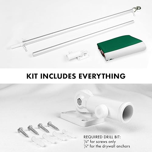 Miniatura 2 de G128 Paquete combinado asta de bandera giratoria de aluminio de 6 pies (plateado) y bandera mexicana de México de 3 x 5 pies, serie LiteWeave