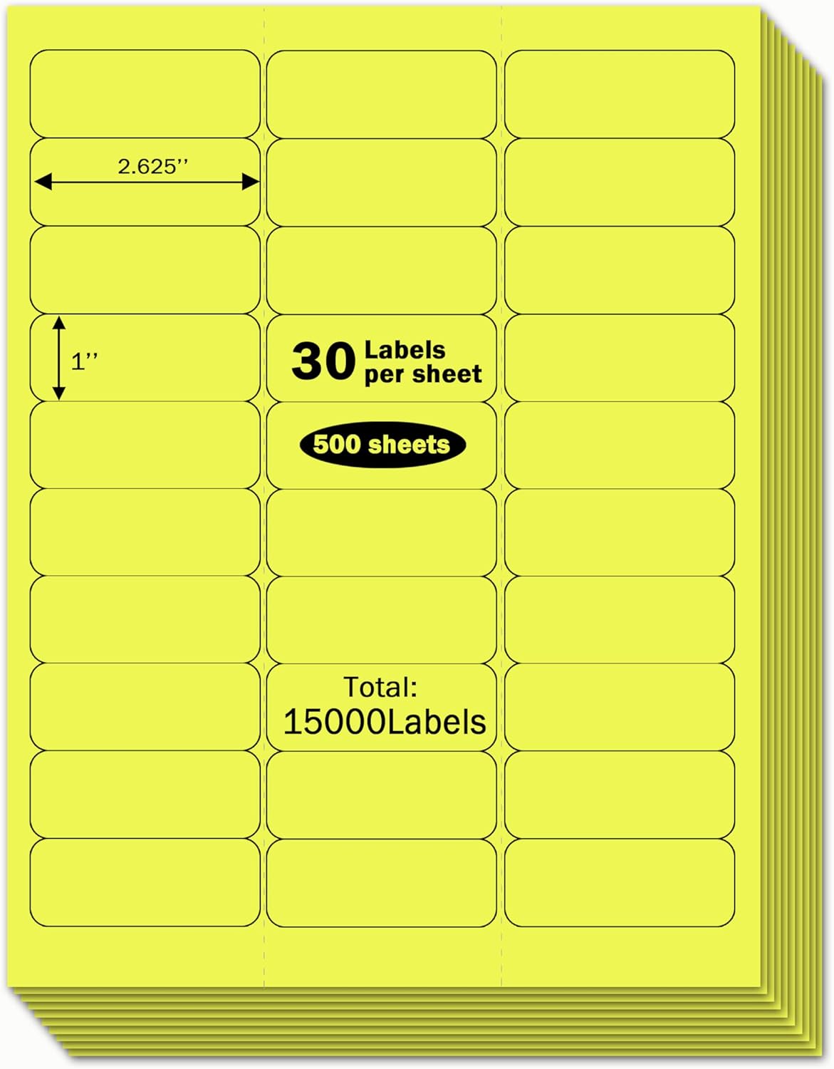 1" x 2-5/8" Premium Yellow Colored Shipping Address Labels Sticker Papers for Inkjet & Laser Printer Self-Adhesive Mailing Labels Writable Tags, 8.5"×11" 30 Labels per Sheet