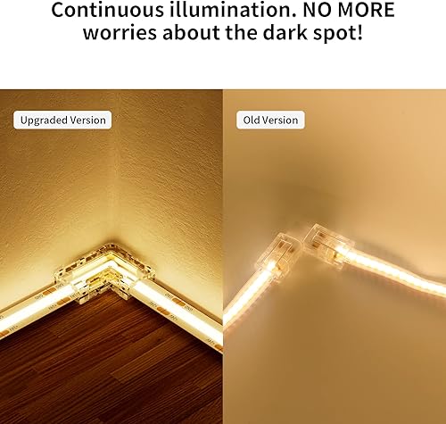 Miniatura 6 de PAUTIX Conector COB de 2 pines de 0.315 in, 8 conectores en forma de Lesquina, adaptador reutilizable sin soldadura, 2 conectores de tira sin huecos