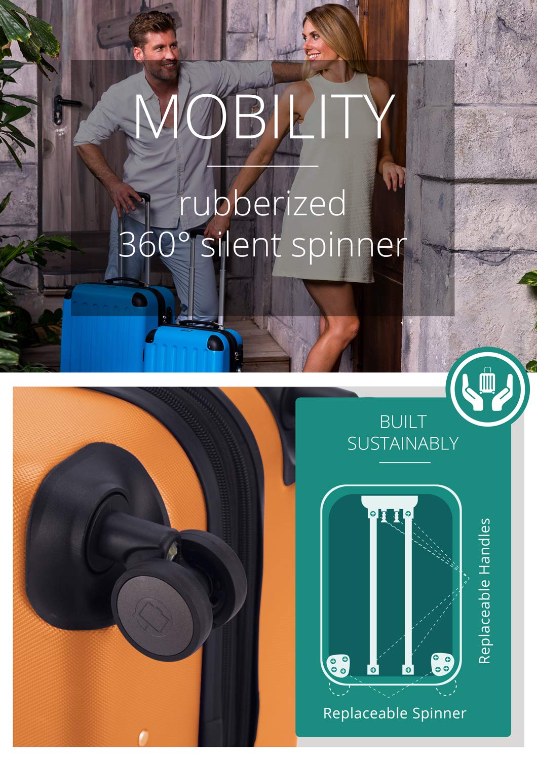 HAUPTSTADTKOFFER - Spree - Maleta rígida, Trolley expandible, Equipaje de Viaje, 4 Ruedas Dobles, TSA, 65 cm, 74 litros, Champán — view 428