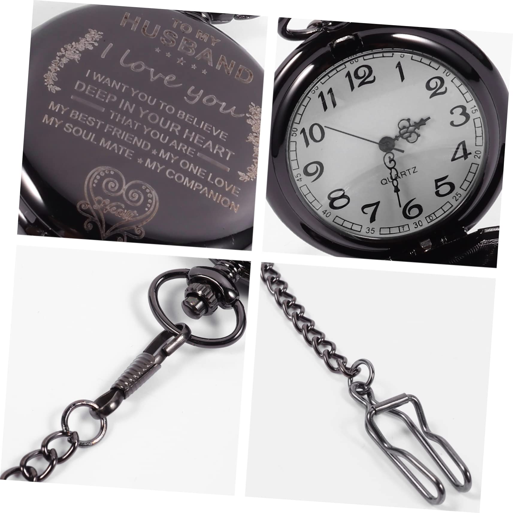 PACKOVE 3piezas Reloj De Bolsillo Vintage con Números Árabes Reloj De Cuarzo para De Cumpleaños y Aniversario para Esposo Diseño Elegante y Clásico para Ocasiones Especiales